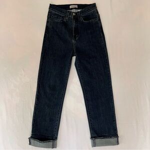 Judy Blue High Rise Straight Leg Jeans Dark Wash Cuffed Hem Size 7/28 Casual